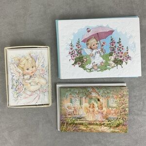 Vintage lot of Easter greeting cards & blank note cards angel floral themed
